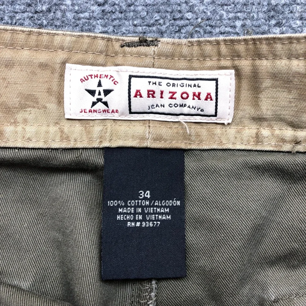 Arizona Jean Company Mens 34 Cargo Shorts Olive Green Cotton Twill Utility